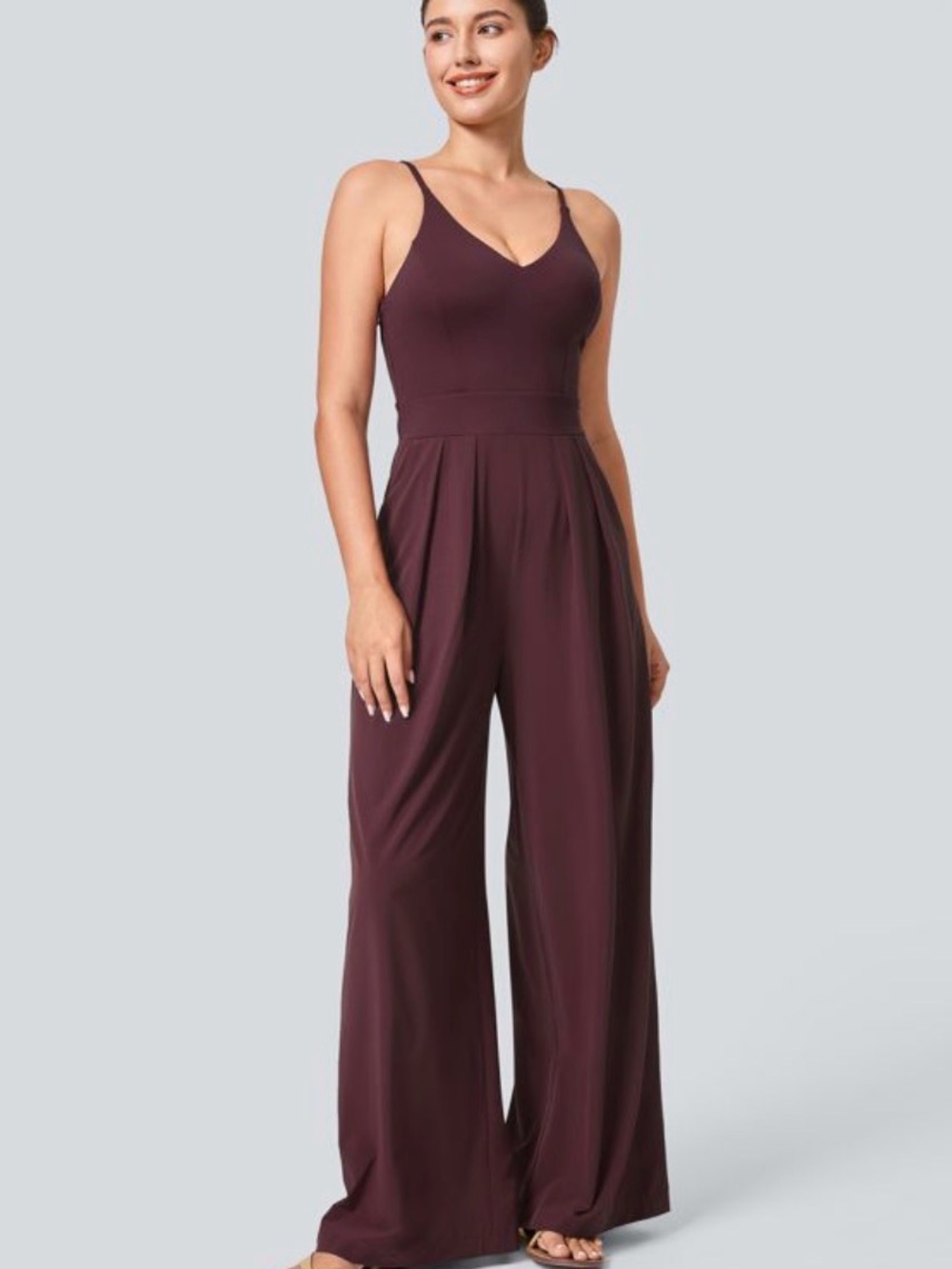 Halara Breezeful Backless Wide Leg Jumpsuit Amaranth Purple Red Large